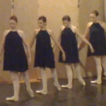 4 female dancers standing in tendu back