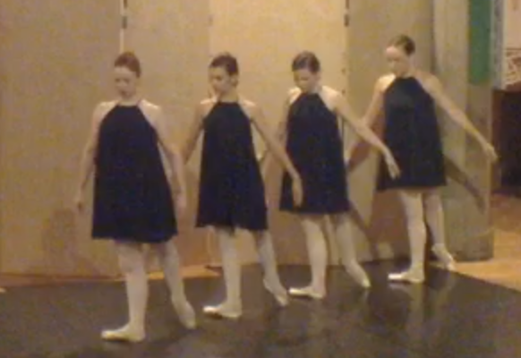 4 female dancers standing in tendu back