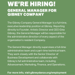The image is a job advertisement with a green background and white text. It announces a hiring opportunity at Gibney for the pos