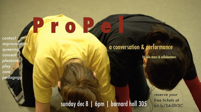 Image of two dancers shoulder to shoulder, text reads "ProPel" 