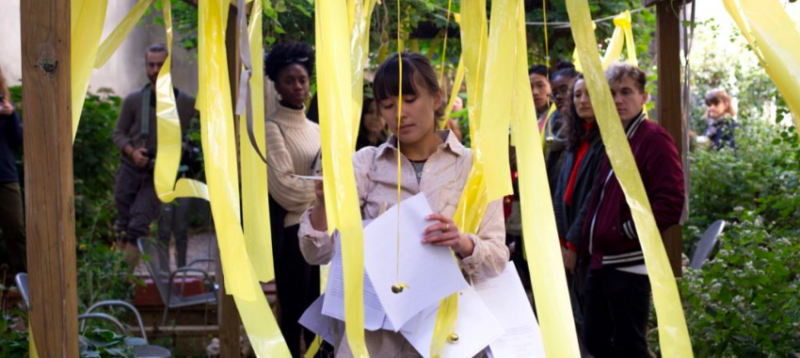 LEIMAY 2019 Fellow Installation Performance "minded:remind" by Rebecca Fitton at NYC Community Garden.