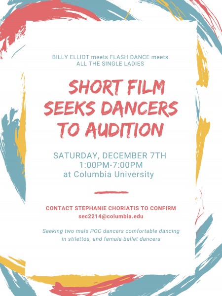 Seeking choreographer. Please email Stephanie @ sec2214@columbia.edu