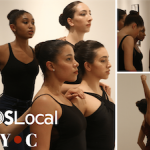 Dancers in black leotards. With text : JUNTOSLocal NYC across the bottom.