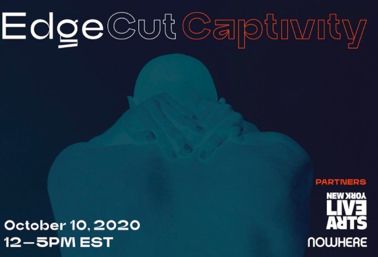 A figure turned away from the camera showing their naked back and holding their hands behind the nape of their neck