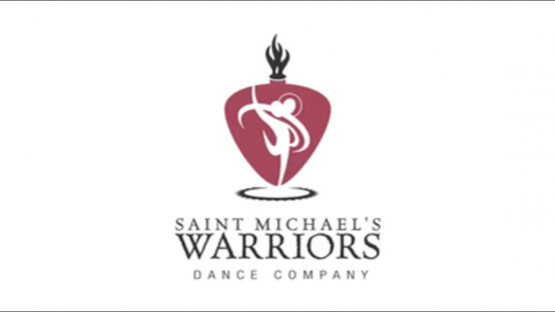 Dancer embraced by St. Michael in a heart on fire