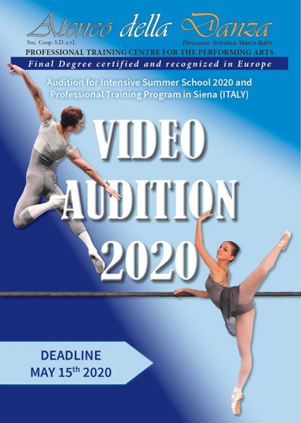 Video Audition to access INTENSIVE SUMMER SCHOOL 2020 and PROFESSIONAL TRAINING PROGRAM FULL YEAR 2020/2021