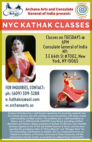 Archana Arts and the Consulate General of India Present: NYC Kathak Classes