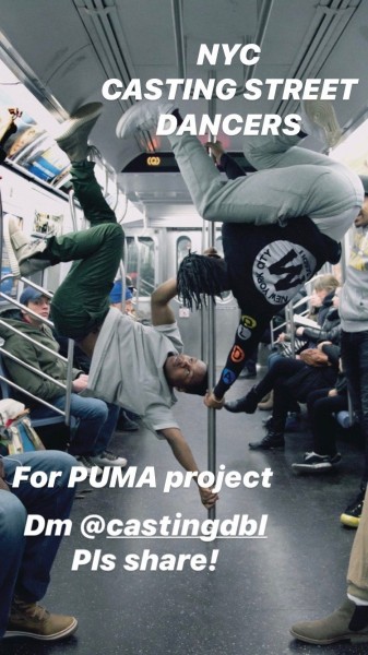 CASTING NYC DANCERS FOR PUMA VIDEO