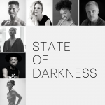 Photo collage of the seven dancers performing Molissa Fenley's "State of Darkness" solo at The Joyce Theater