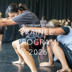Two dancers embrace as text reads 'TRAINEE PROGRAM 2026'