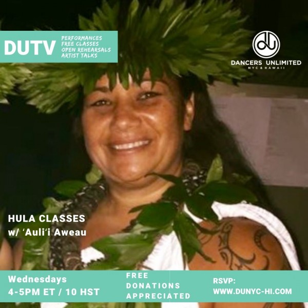 Hula with Auli'i - Wednesdays 4PM ET/ 1PM PT/ 10PM HST