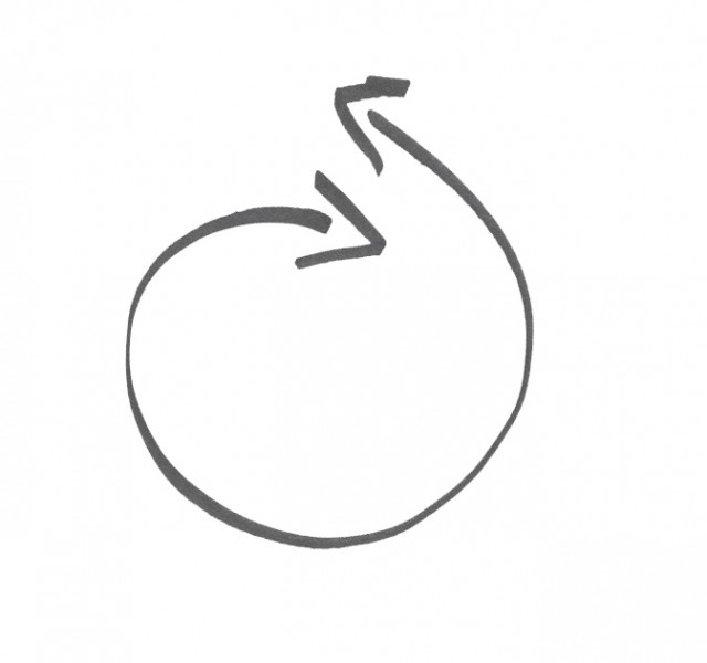 freeskewl logo. White background. Grey circle with ends that don't quite meet. The ends have arrows indicate continuation.