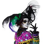la Catrina with a large fancy hat and day of the dead face paint