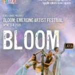 Graphic of purple and blues for BLOOM