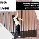 Photo of a women with long dark hair with arms up in front of her and feet in parallel fourth position.