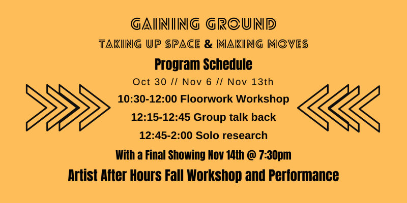 Schedule for Artist After Hours Gaining Ground Fall Workshop