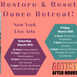 Schedule for Artist After Hours Restore and Reset Retreat.
