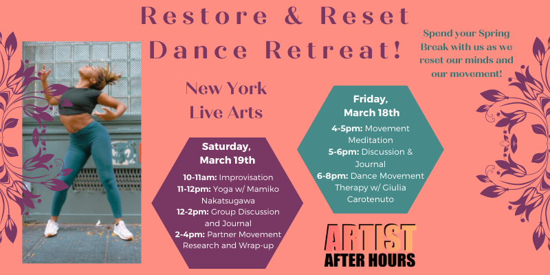 Schedule for Artist After Hours Restore and Reset Retreat.