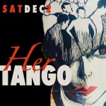 A promotional poster featuring the artwork by Lulú Michelli with a stylized women's face and the performance date of Her TANGO
