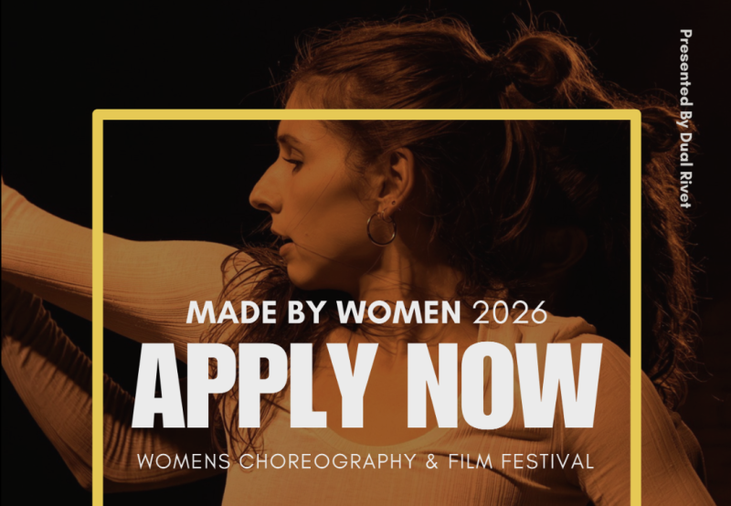 photo of a woman performing  with text that says apply now! 