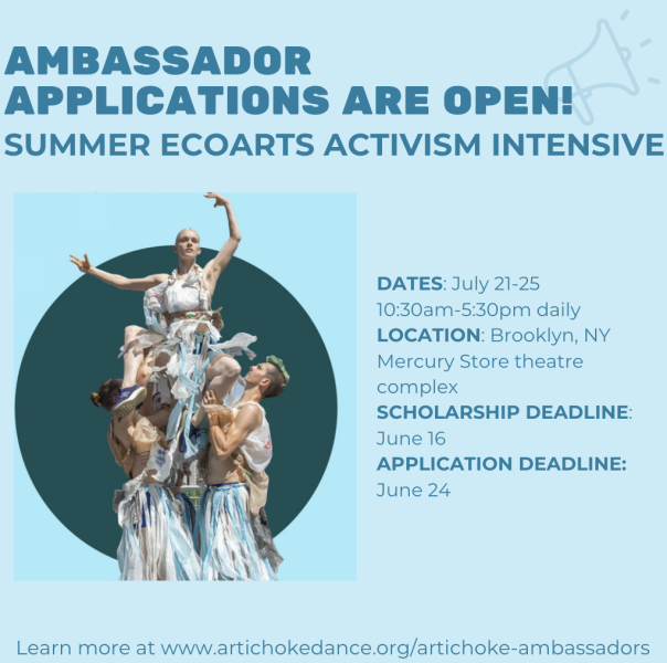 3 dancers in trashion, holding one up 