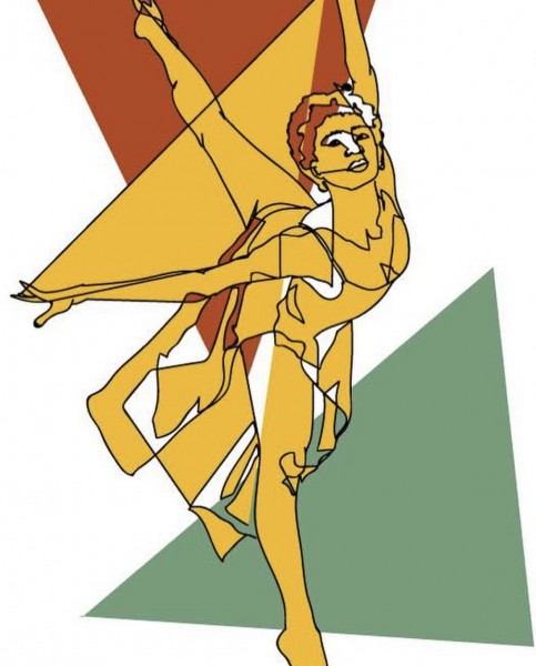 abstract dancer in arabesque illustrated 