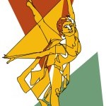 abstract dancer reaches arms back in an arabesque