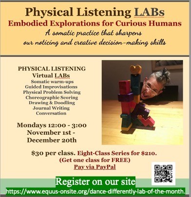 *Embodied Explorations for Curious Humans  *A somatic practice that sharpens our noticing and creative decision-making skills.