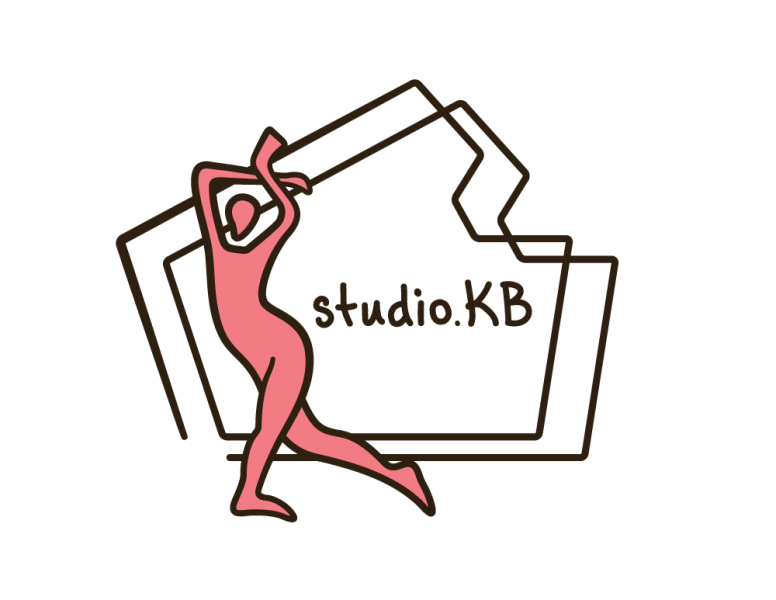 Picture of dancer with text "Studio.KB" next to it.