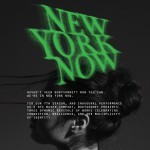Black and white image of a woman's head with an elaborate updo. Over her profile is written 'New York Now' in a green graphic.