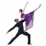 Two Ballet Tucson company dancers in a balanced, partnered lift