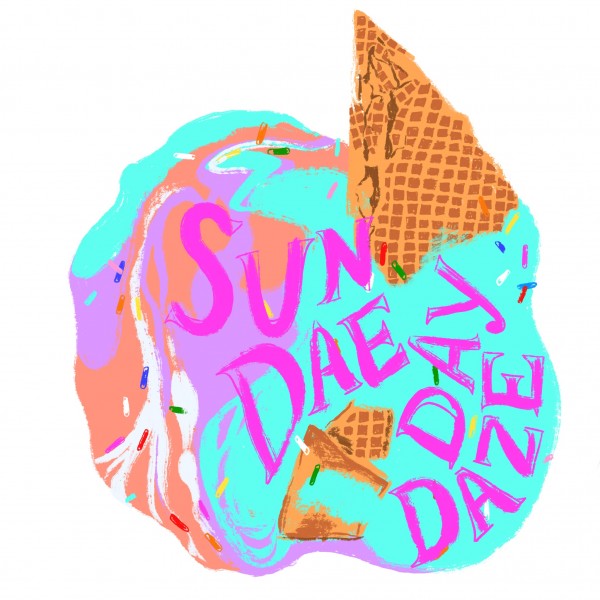 Sun Dae Day Daze color logo of melted ice cream 
