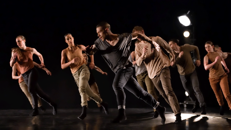 Artists of Ballet BC performing Poesia by Serge Bennthan on stage.