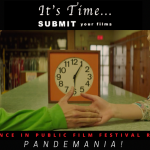 Still from “Smokestack Lightning” of dancers Charissa Kroeger & Eric Schloesser with the words “It’s time…submit your films”