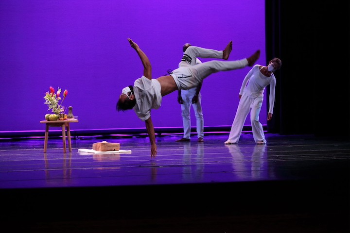 Dancer Danny Wu performs a Bboy move on stage 
