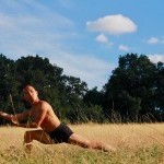 a male dancing in nature