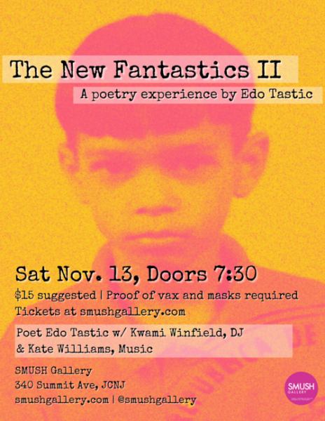 Yellow and Red photograph of a young child with "The New Fantastics 2" written over it in black, with other event details.