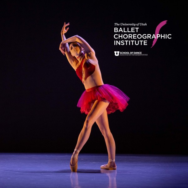 Dancer in red tutu with a black background