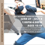 Two Male Dancers with Text describing program dates