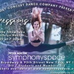 Dancer in a second position straddle split in air with arms crossed