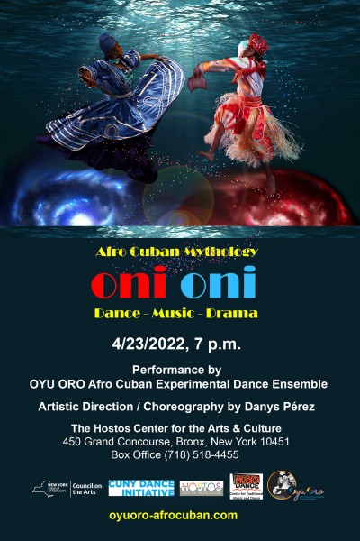 Yemaya in Blue and Chango in Red Cuban Traditional Costumes Dancing in the Ocean Background