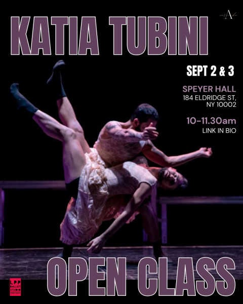 two dancers partnering, title of the event and event information