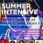Poster for the summer intensive with dates and times and photographs of the 5 teachers. 