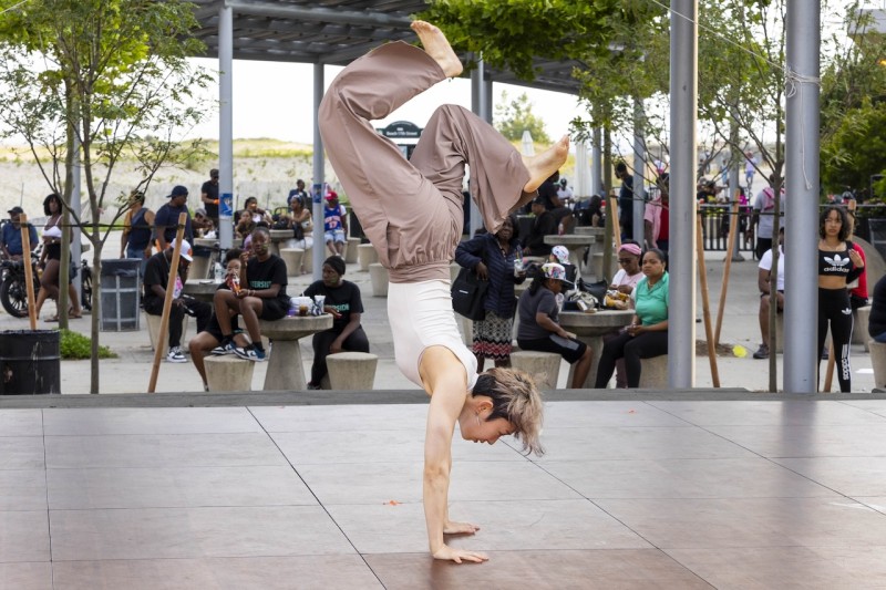 Photo from outdoor Queensboro Dance Festival event, celebrating dance and culture