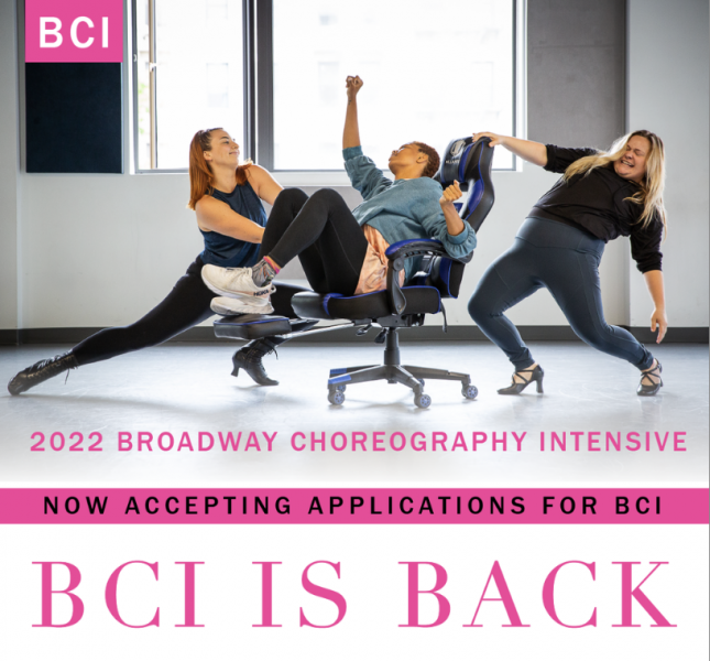 two dancers luxuriate in a lunge while a third dancer in the center leans back in a chair with her fist in the air