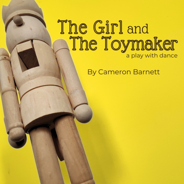 A wooden nutcracker in front of a yellow background. 