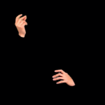 Authoritative hands float in a black void of space. one hand is posed resting on an invisible figure while the other is snapping