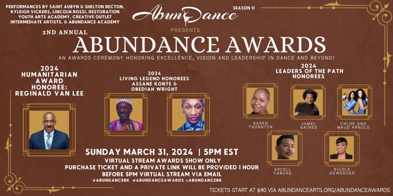 Flyer of the event. Headshots of the honorees
