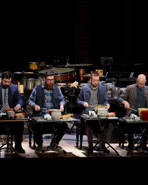 Image of the So Percussion Unplugged group playing live.