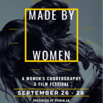 Two dancers embracing, MADE BY WOMEN logo with festival dates